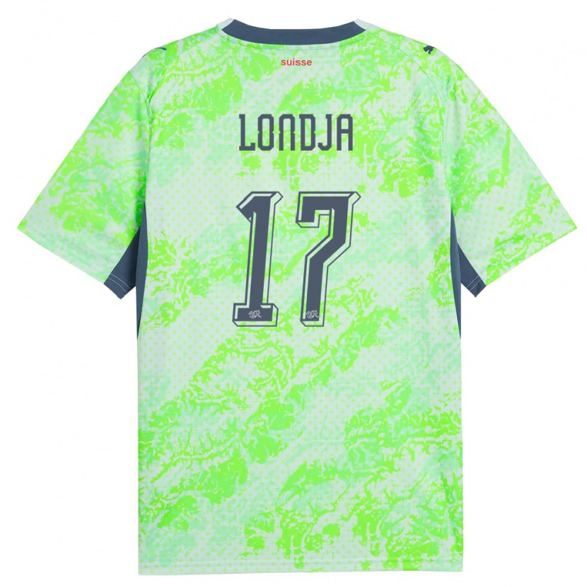 Danxen Kvinnor Schweiz Ruben Londja #17 Grön Marin Bortatröja Matchtröjor 26-28 Tröjor T-Tröja