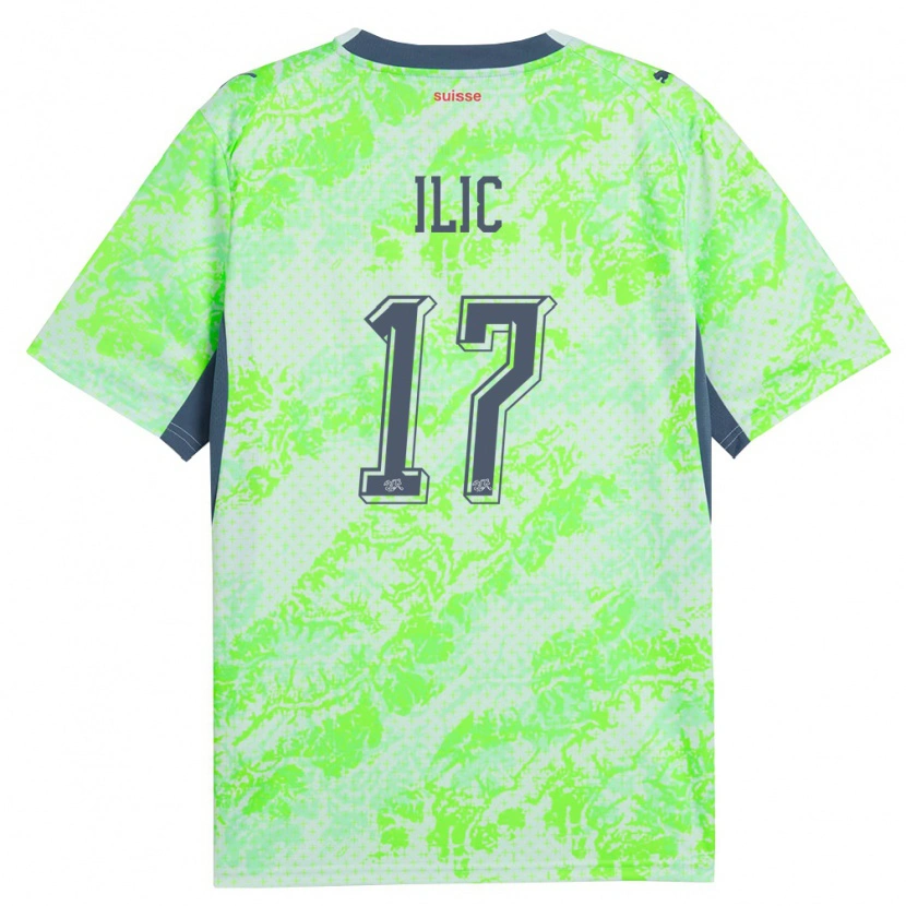 Danxen Kvinnor Schweiz Adam Ilic #17 Grön Marin Bortatröja Matchtröjor 26-28 Tröjor T-Tröja