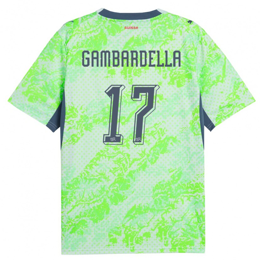 Danxen Kvinnor Schweiz Matteo Gambardella #17 Grön Marin Bortatröja Matchtröjor 26-28 Tröjor T-Tröja