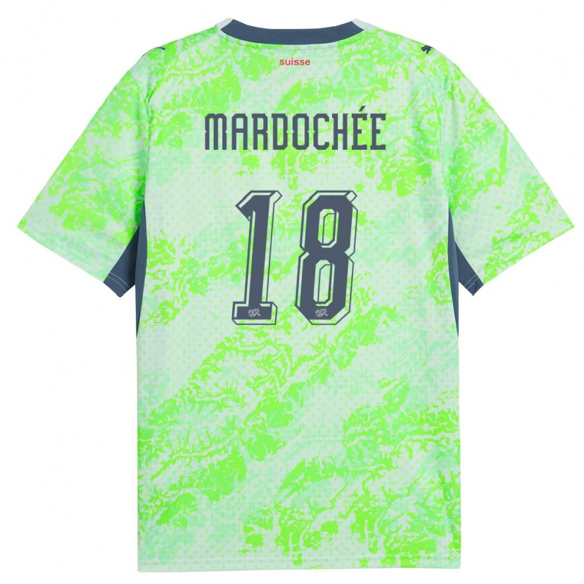 Danxen Kvinnor Schweiz Mardochée Miguel #18 Grön Marin Bortatröja Matchtröjor 26-28 Tröjor T-Tröja