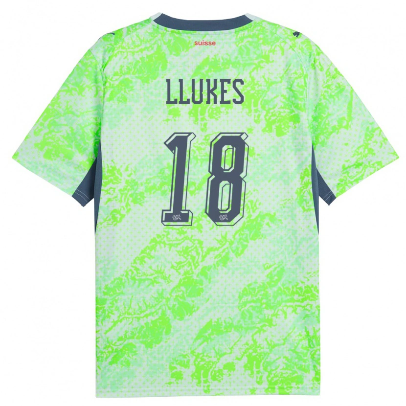 Danxen Kvinnor Schweiz Adrien Llukes #18 Grön Marin Bortatröja Matchtröjor 26-28 Tröjor T-Tröja