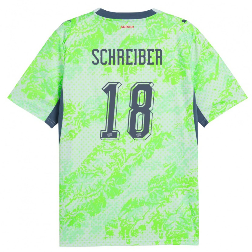 Danxen Kvinnor Schweiz Loris Schreiber #18 Grön Marin Bortatröja Matchtröjor 26-28 Tröjor T-Tröja