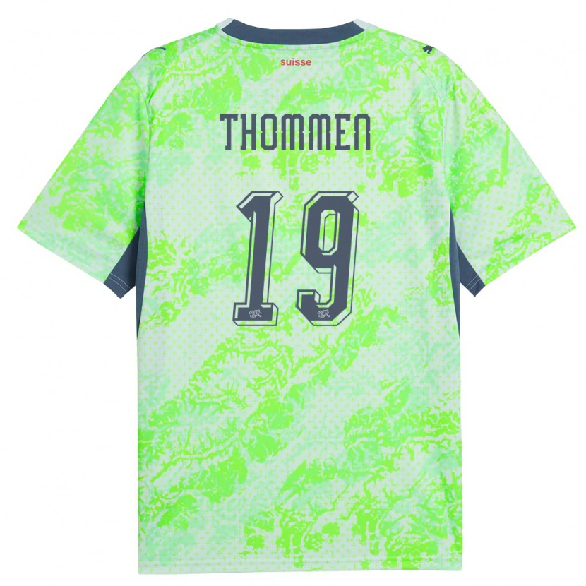 Danxen Kvinnor Schweiz Loan Thommen #19 Grön Marin Bortatröja Matchtröjor 26-28 Tröjor T-Tröja