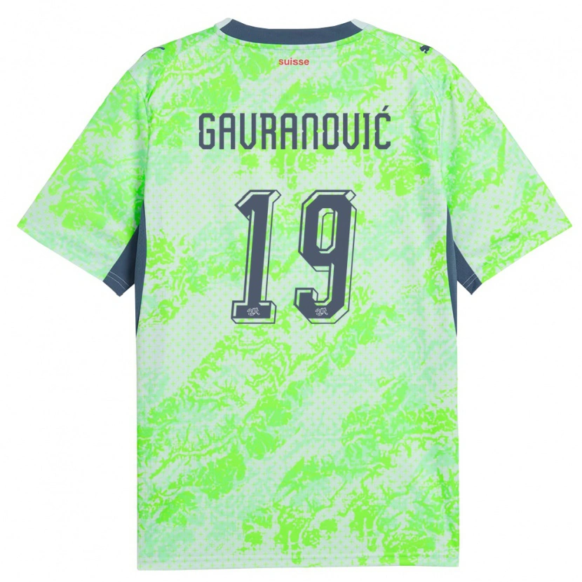 Danxen Kvinnor Schweiz Mario Gavranovic #19 Grön Marin Bortatröja Matchtröjor 26-28 Tröjor T-Tröja