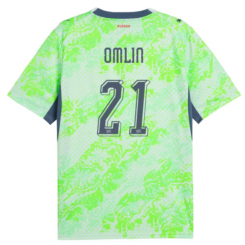 Danxen Kvinnor Schweiz Jonas Omlin #21 Grön Marin Bortatröja Matchtröjor 26-28 Tröjor T-Tröja