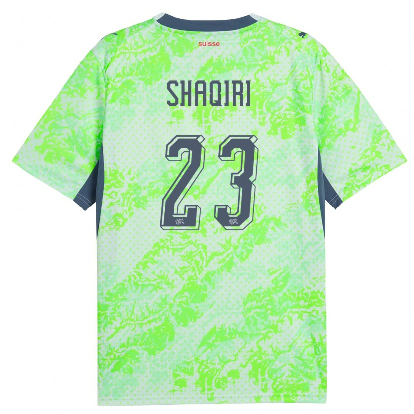 Danxen Kvinnor Schweiz Xherdan Shaqiri #23 Grön Marin Bortatröja Matchtröjor 26-28 Tröjor T-Tröja