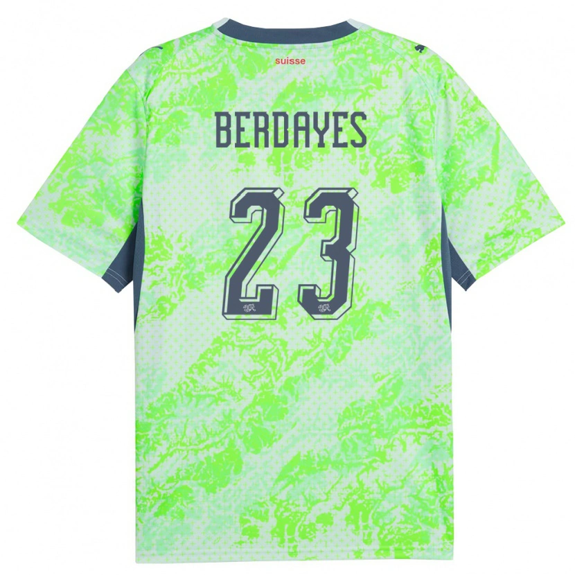 Danxen Kvinnor Schweiz Théo Berdayes #23 Grön Marin Bortatröja Matchtröjor 26-28 Tröjor T-Tröja
