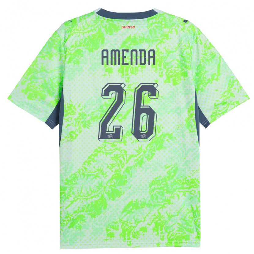 Danxen Kvinnor Schweiz Aurèle Amenda #26 Grön Marin Bortatröja Matchtröjor 26-28 Tröjor T-Tröja
