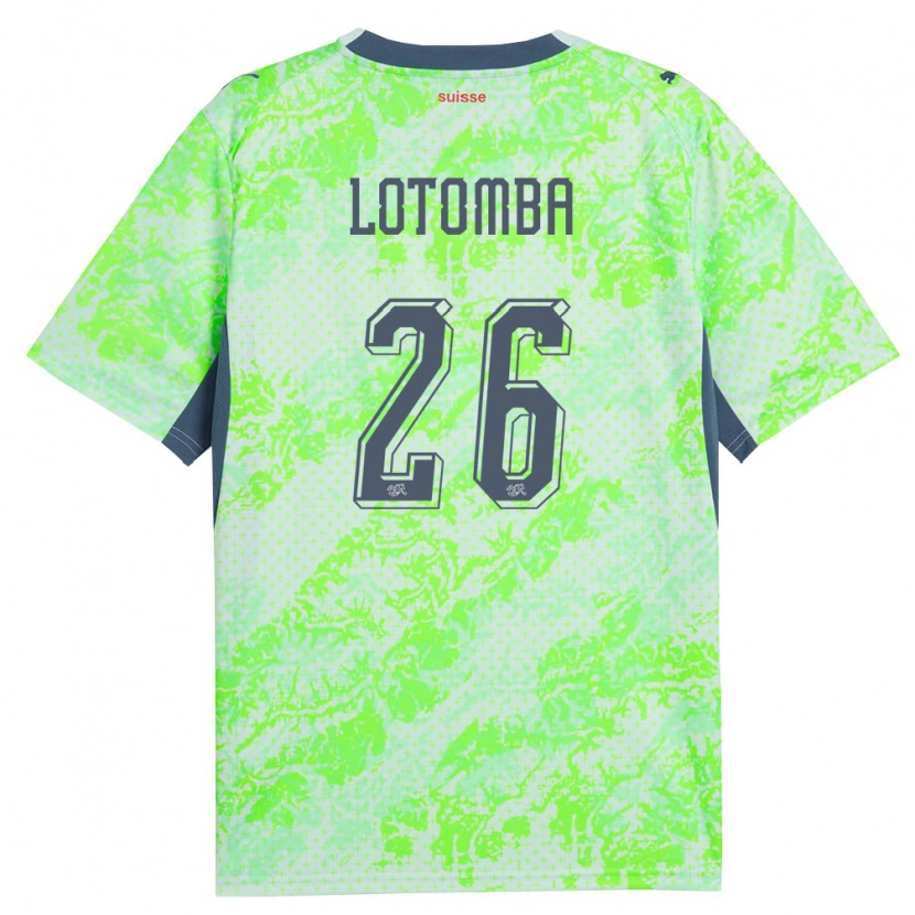 Danxen Kvinnor Schweiz Jordan Lotomba #26 Grön Marin Bortatröja Matchtröjor 26-28 Tröjor T-Tröja