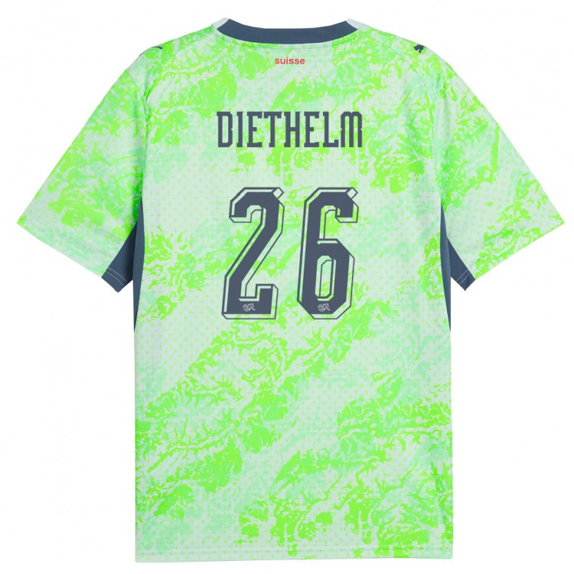 Danxen Kvinnor Schweiz Thierry Diethelm #26 Grön Marin Bortatröja Matchtröjor 26-28 Tröjor T-Tröja