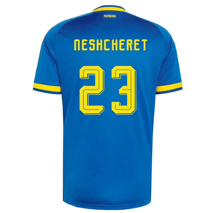 Danxen Kvinnor Ukraina Ruslan Neshcheret #23 Blå Gul Marin Bortatröja Matchtröjor 26-28 Tröjor T-Tröja