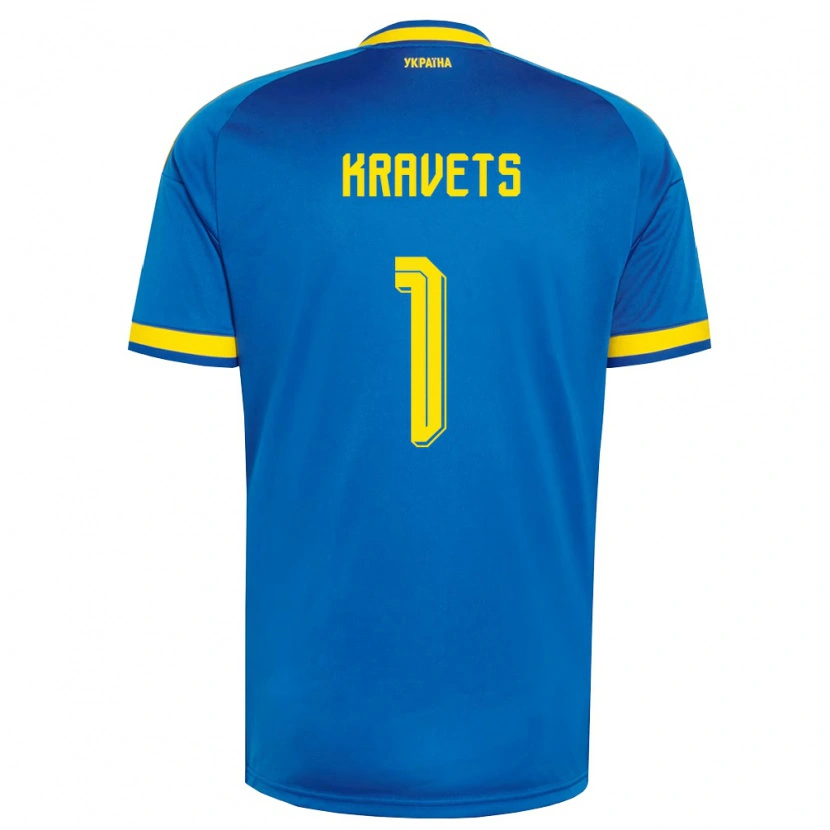 Danxen Kvinnor Ukraina Vladyslav Kravets #1 Blå Gul Marin Bortatröja Matchtröjor 26-28 Tröjor T-Tröja