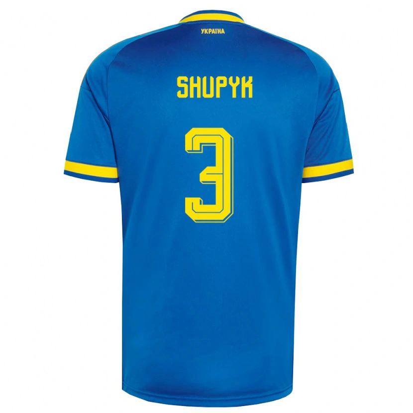 Danxen Kvinnor Ukraina Roman Shupyk #3 Blå Gul Marin Bortatröja Matchtröjor 26-28 Tröjor T-Tröja