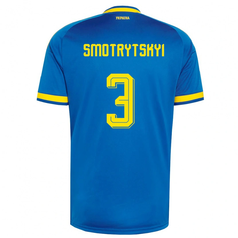 Danxen Kvinnor Ukraina Nazar Smotrytskyi #3 Blå Gul Marin Bortatröja Matchtröjor 26-28 Tröjor T-Tröja