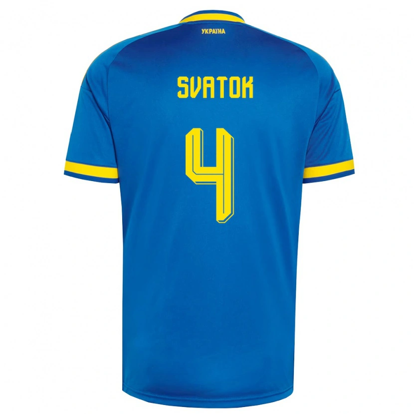 Danxen Kvinnor Ukraina Oleksandr Svatok #4 Blå Gul Marin Bortatröja Matchtröjor 26-28 Tröjor T-Tröja
