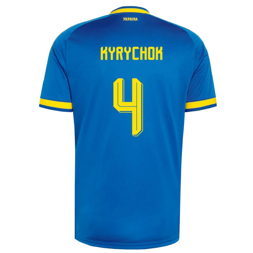 Danxen Kvinnor Ukraina Mykola Kyrychok #4 Blå Gul Marin Bortatröja Matchtröjor 26-28 Tröjor T-Tröja