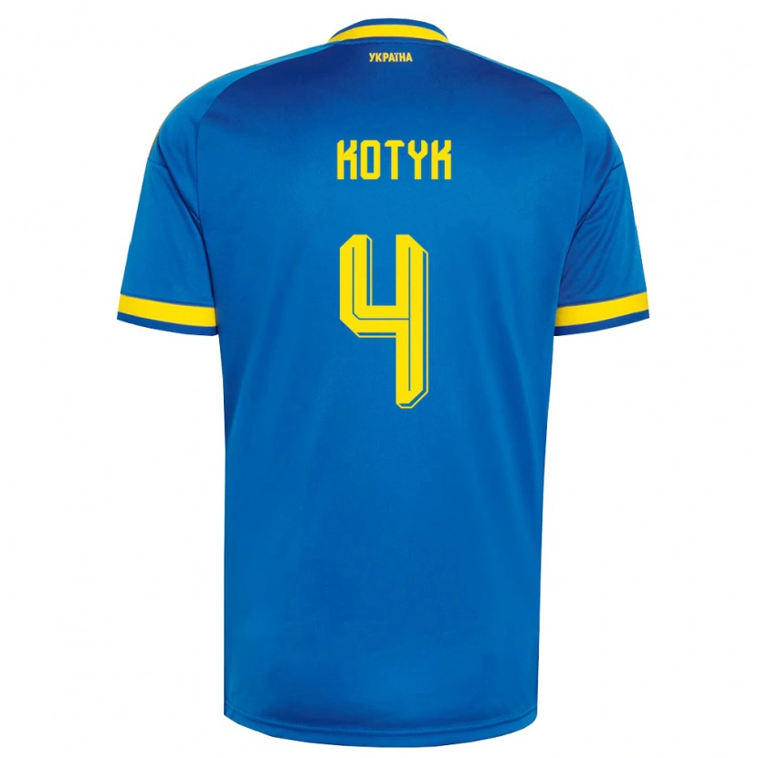 Danxen Kvinnor Ukraina Yana Kotyk #4 Blå Gul Marin Bortatröja Matchtröjor 26-28 Tröjor T-Tröja