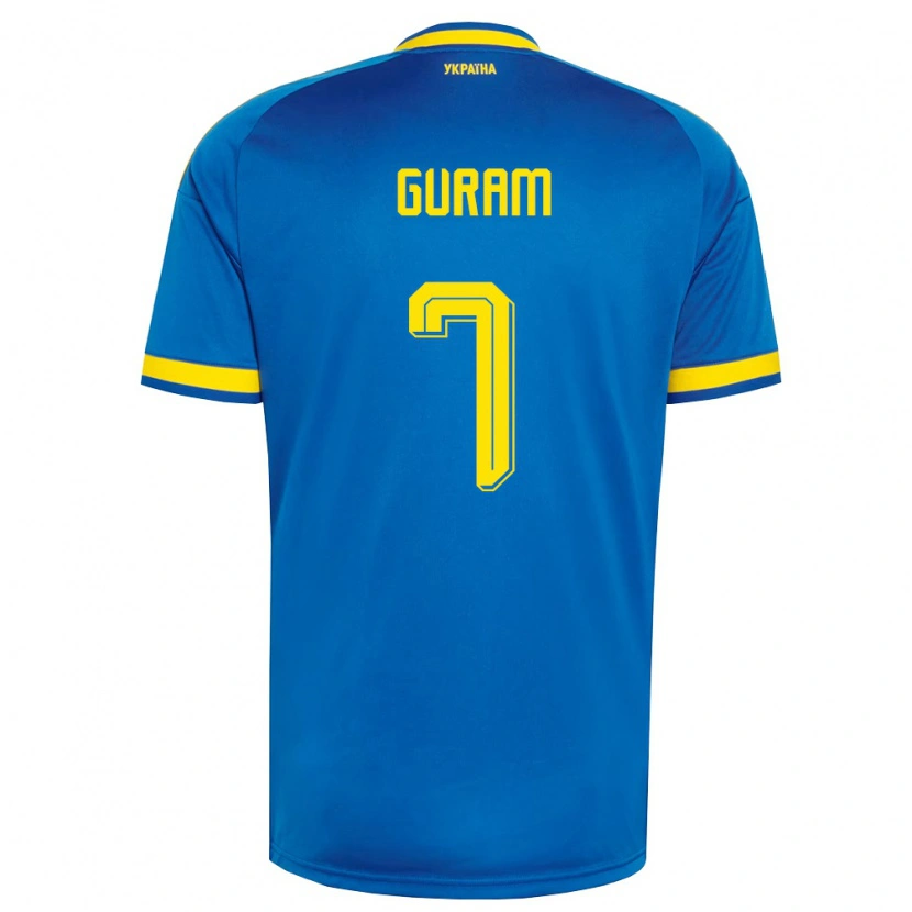 Danxen Kvinnor Ukraina Adam Guram #7 Blå Gul Marin Bortatröja Matchtröjor 26-28 Tröjor T-Tröja