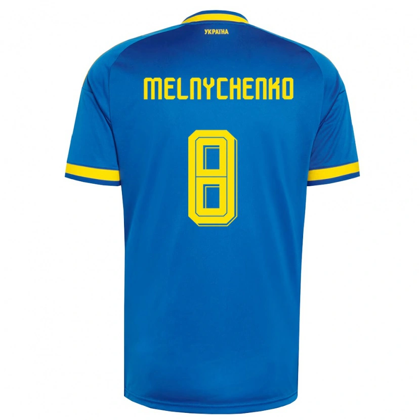 Danxen Kvinnor Ukraina Maksym Melnychenko #8 Blå Gul Marin Bortatröja Matchtröjor 26-28 Tröjor T-Tröja