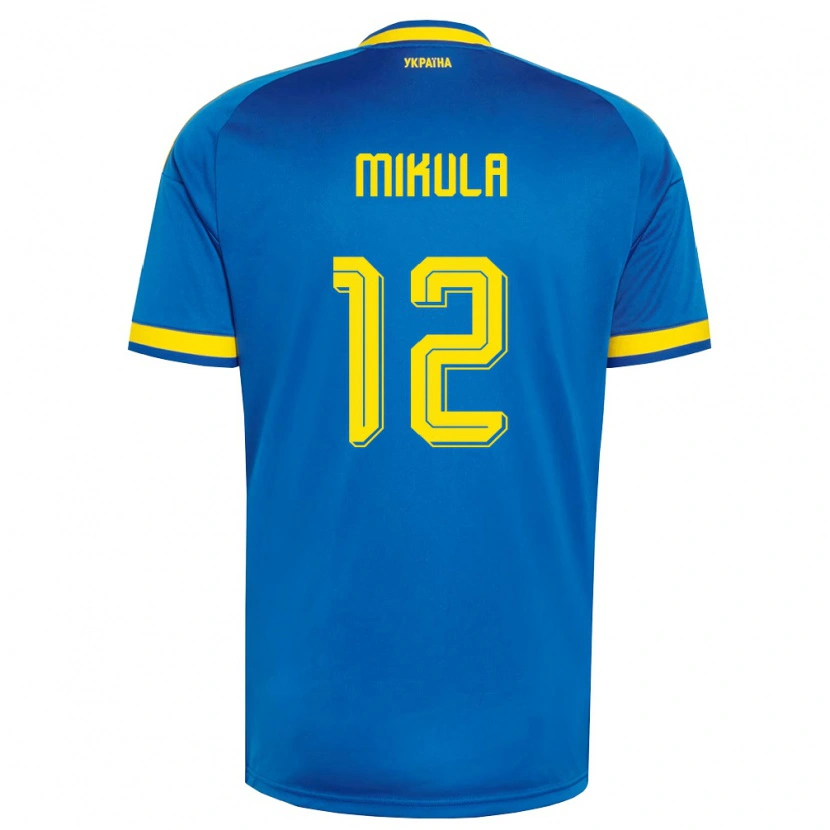 Danxen Kvinnor Ukraina Matviy Mikula #12 Blå Gul Marin Bortatröja Matchtröjor 26-28 Tröjor T-Tröja