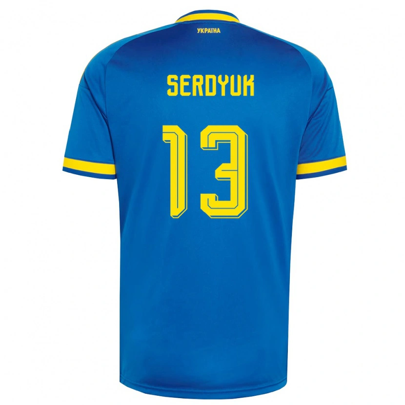 Danxen Kvinnor Ukraina Kirill Serdyuk #13 Blå Gul Marin Bortatröja Matchtröjor 26-28 Tröjor T-Tröja