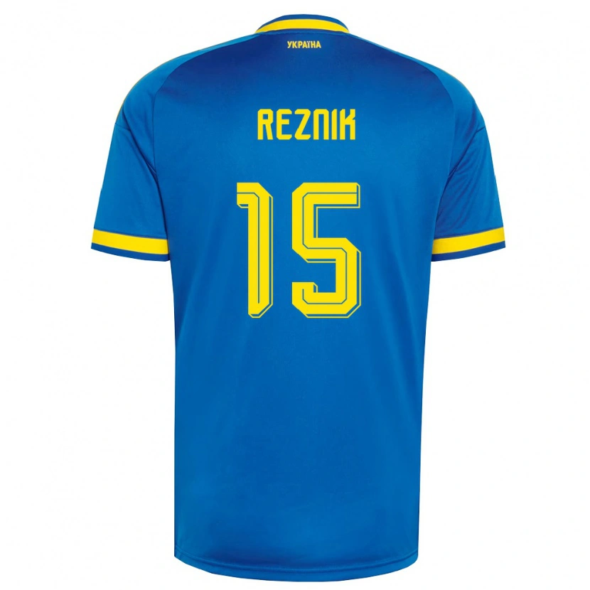 Danxen Kvinnor Ukraina Tymofiy Reznik #15 Blå Gul Marin Bortatröja Matchtröjor 26-28 Tröjor T-Tröja