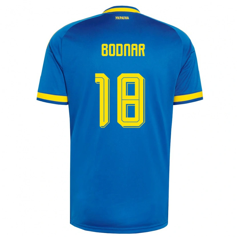 Danxen Kvinnor Ukraina Matviy Bodnar #18 Blå Gul Marin Bortatröja Matchtröjor 26-28 Tröjor T-Tröja