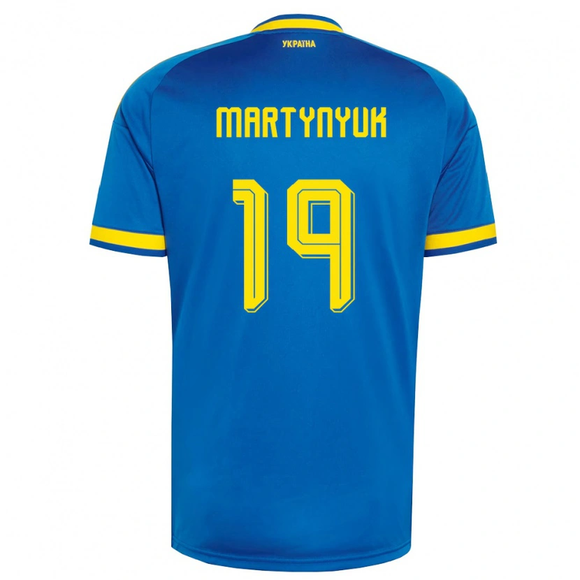 Danxen Kvinnor Ukraina Artur Martynyuk #19 Blå Gul Marin Bortatröja Matchtröjor 26-28 Tröjor T-Tröja