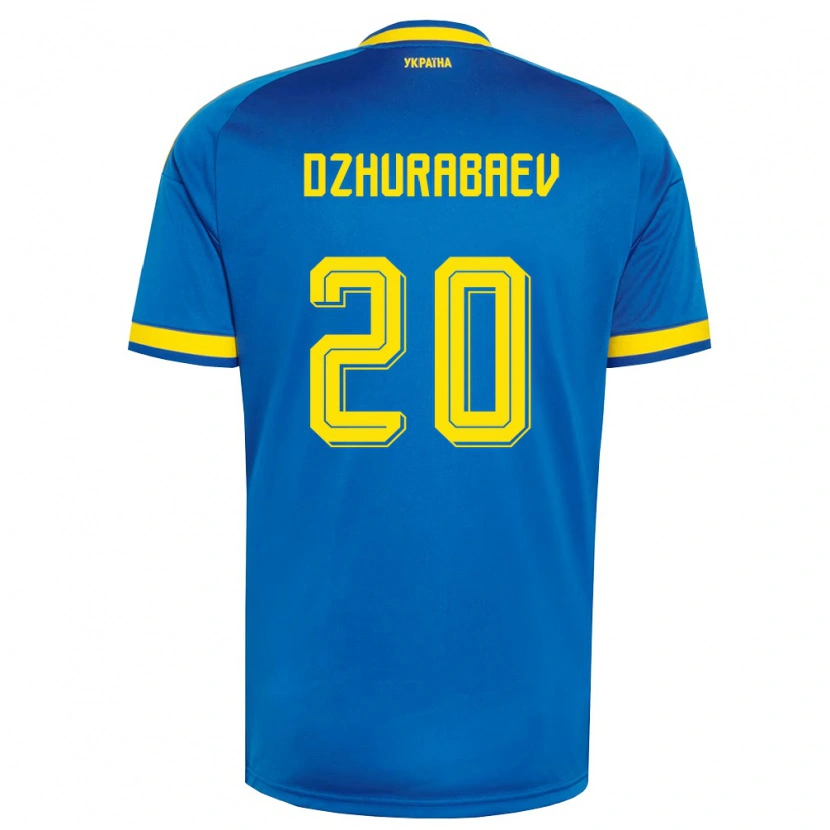 Danxen Kvinnor Ukraina Mukhammad Dzhurabaev #20 Blå Gul Marin Bortatröja Matchtröjor 26-28 Tröjor T-Tröja