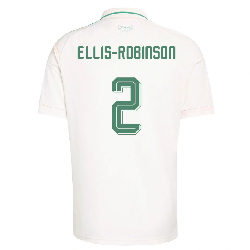 Danxen Kvinnor Wales Eddie Ellis-Robinson #2 Vit Brun Grön Bortatröja Matchtröjor 26-28 Tröjor T-Tröja