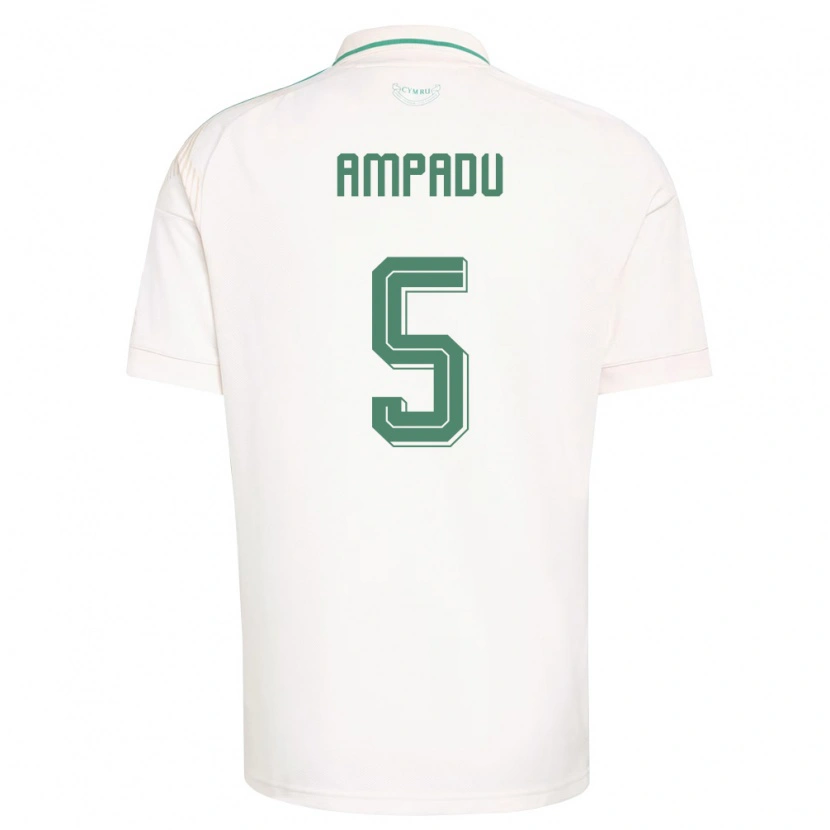 Danxen Kvinnor Wales Ethan Ampadu #5 Vit Brun Grön Bortatröja Matchtröjor 26-28 Tröjor T-Tröja