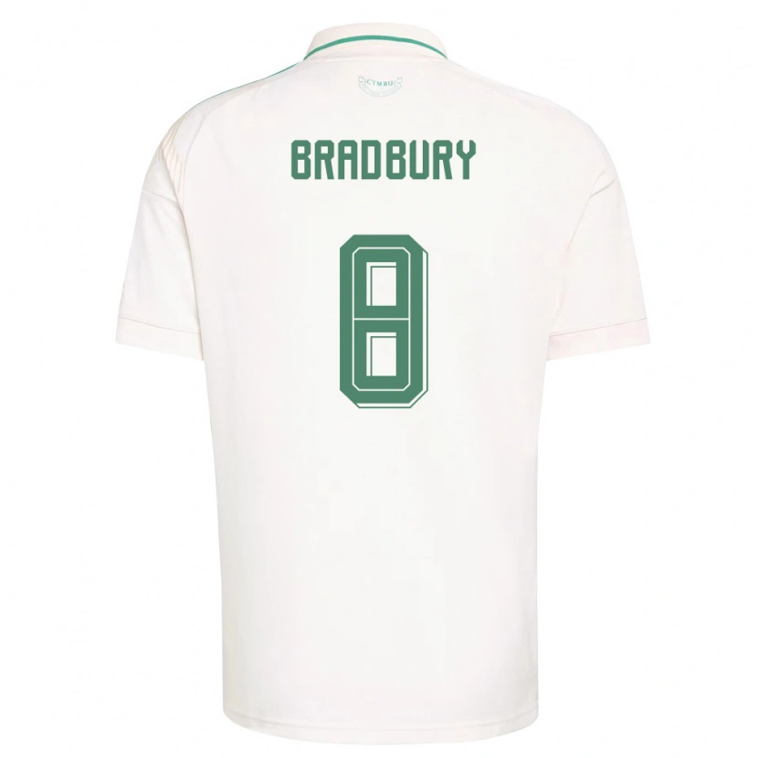 Danxen Kvinnor Wales Makenzie Bradbury #8 Vit Brun Grön Bortatröja Matchtröjor 26-28 Tröjor T-Tröja