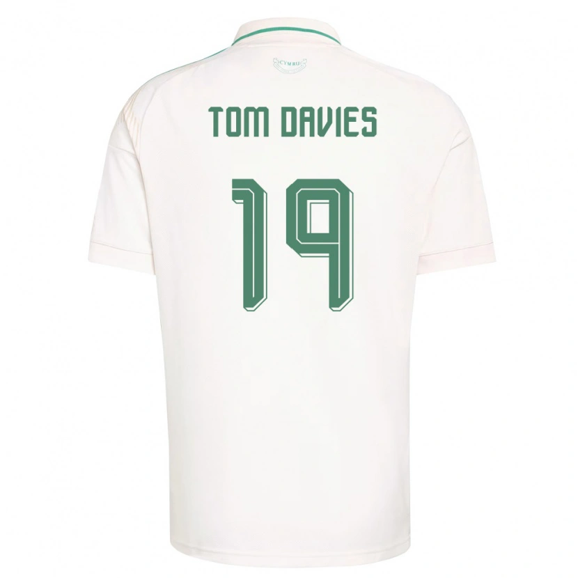 Danxen Kvinnor Wales Tom Davies #19 Vit Brun Grön Bortatröja Matchtröjor 26-28 Tröjor T-Tröja