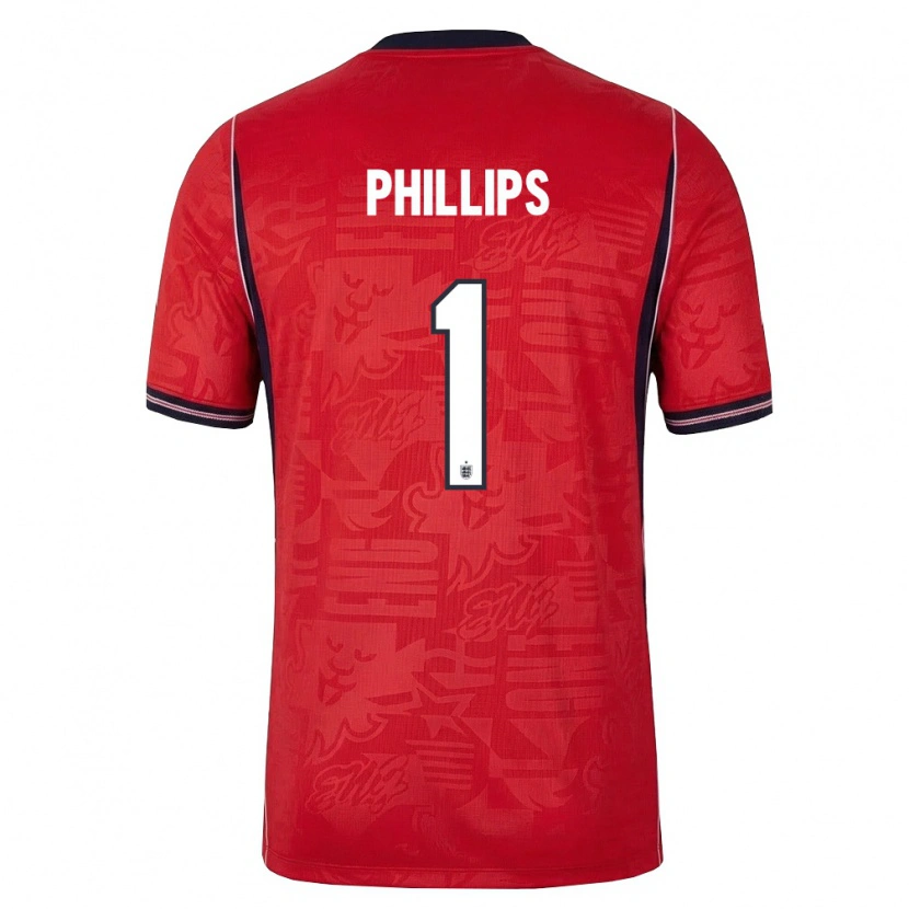 Danxen Kvinnor England Charlie Phillips #1 Röd Marin Vit Bortatröja Matchtröjor 26-28 Tröjor T-Tröja