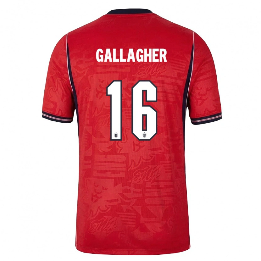 Danxen Kvinnor England Conor Gallagher #16 Röd Marin Vit Bortatröja Matchtröjor 26-28 Tröjor T-Tröja