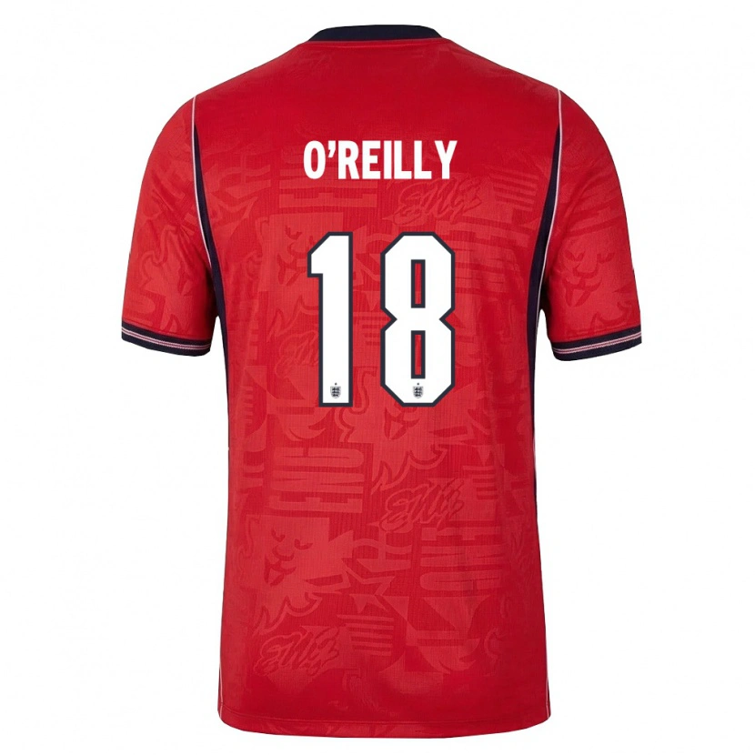 Danxen Kvinnor England Nico O'reilly #18 Röd Marin Vit Bortatröja Matchtröjor 26-28 Tröjor T-Tröja