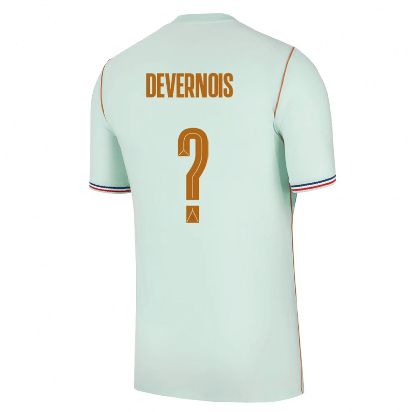 Danxen Kvinnor Frankrike Tidiane Devernois #0 Grön Guld Bortatröja Matchtröjor 26-28 Tröjor T-Tröja
