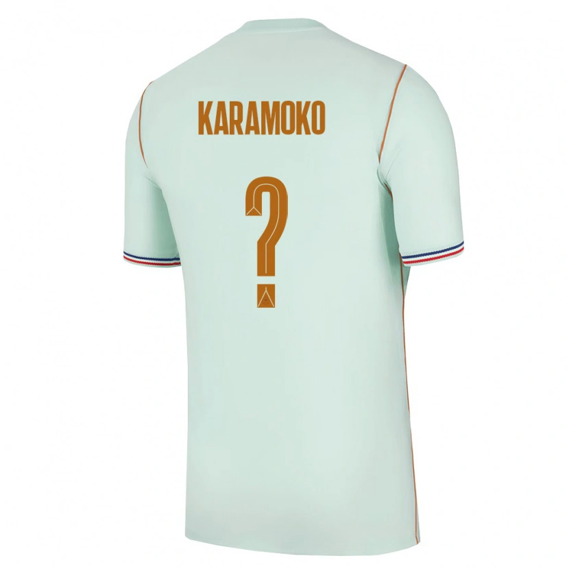 Danxen Kvinnor Frankrike Noah Karamoko #0 Grön Guld Bortatröja Matchtröjor 26-28 Tröjor T-Tröja