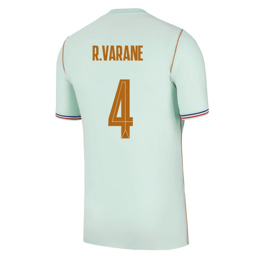 Danxen Kvinnor Frankrike Raphael Varane #4 Grön Guld Bortatröja Matchtröjor 26-28 Tröjor T-Tröja