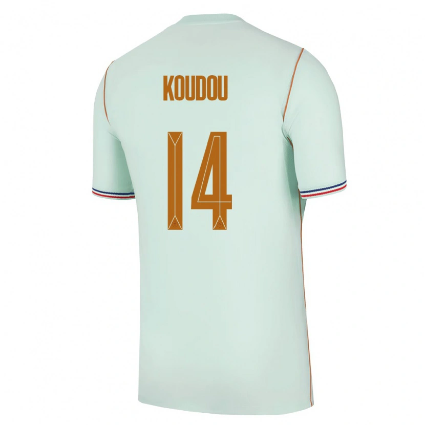 Danxen Kvinnor Frankrike Thérence Koudou #14 Grön Guld Bortatröja Matchtröjor 26-28 Tröjor T-Tröja