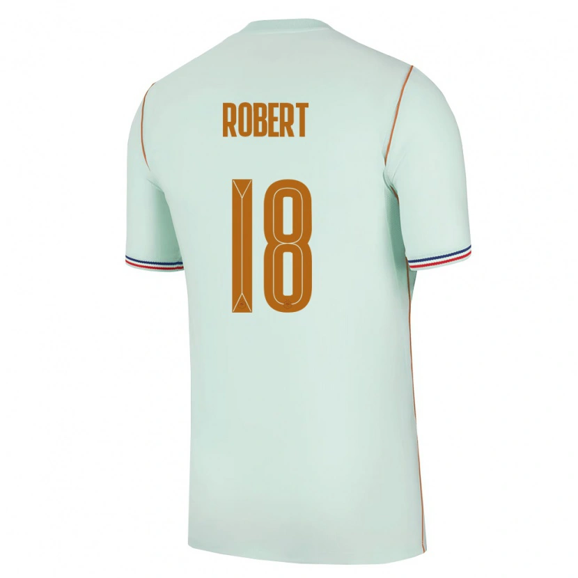 Danxen Kvinnor Frankrike Faustine Robert #18 Grön Guld Bortatröja Matchtröjor 26-28 Tröjor T-Tröja