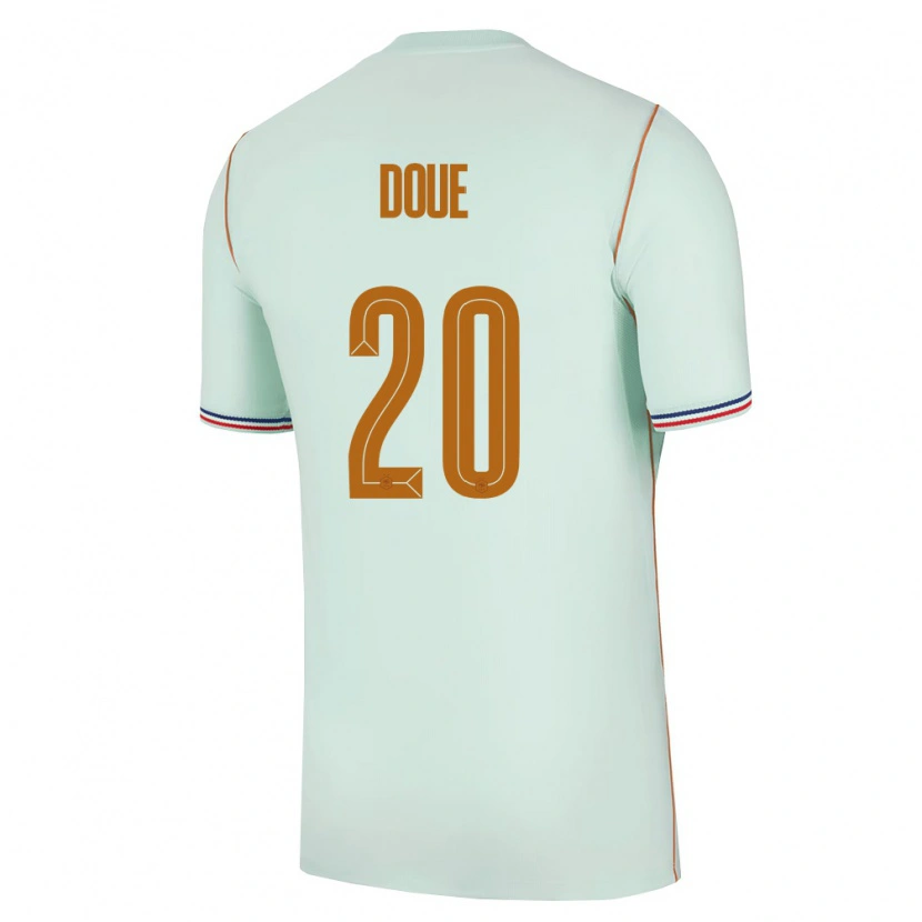 Danxen Kvinnor Frankrike Désiré Doué #20 Grön Guld Bortatröja Matchtröjor 26-28 Tröjor T-Tröja