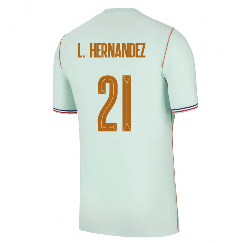 Danxen Kvinnor Frankrike Lucas Hernández #21 Grön Guld Bortatröja Matchtröjor 26-28 Tröjor T-Tröja