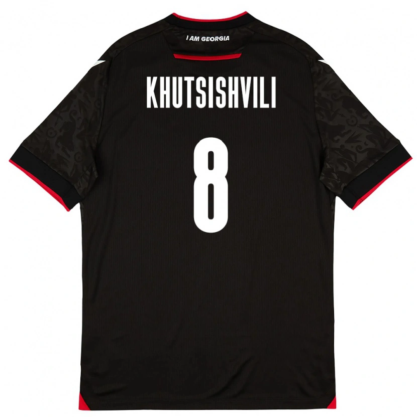 Danxen Kvinnor Georgia Nikoloz Khutsishvili #8 Svart Vit Röd Bortatröja Matchtröjor 26-28 Tröjor T-Tröja
