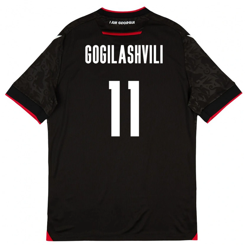 Danxen Kvinnor Georgia Davit Gogilashvili #11 Svart Vit Röd Bortatröja Matchtröjor 26-28 Tröjor T-Tröja