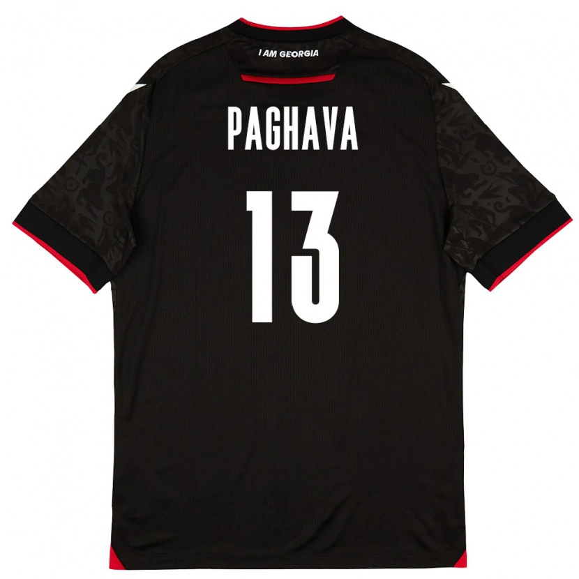 Danxen Kvinnor Georgia Davit Paghava #13 Svart Vit Röd Bortatröja Matchtröjor 26-28 Tröjor T-Tröja