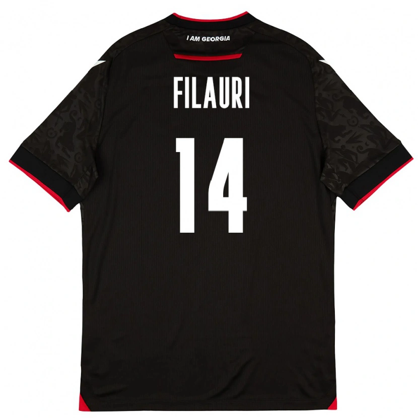 Danxen Kvinnor Georgia Tornike Filauri #14 Svart Vit Röd Bortatröja Matchtröjor 26-28 Tröjor T-Tröja