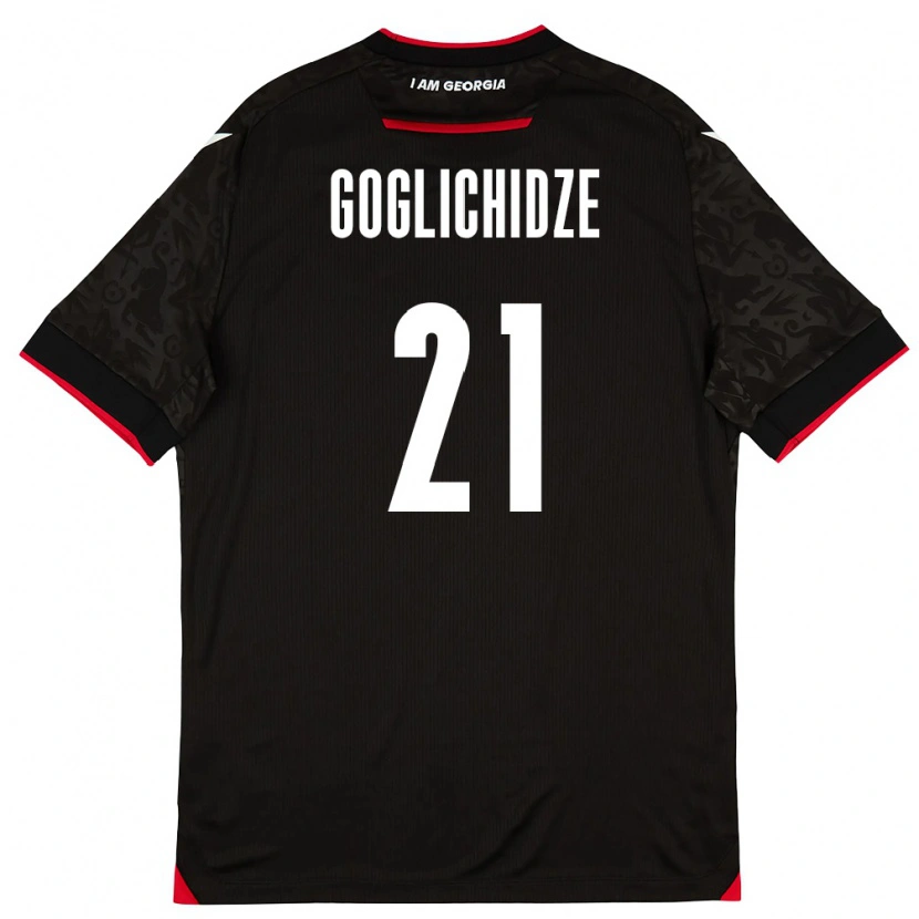 Danxen Kvinnor Georgia Saba Goglichidze #21 Svart Vit Röd Bortatröja Matchtröjor 26-28 Tröjor T-Tröja