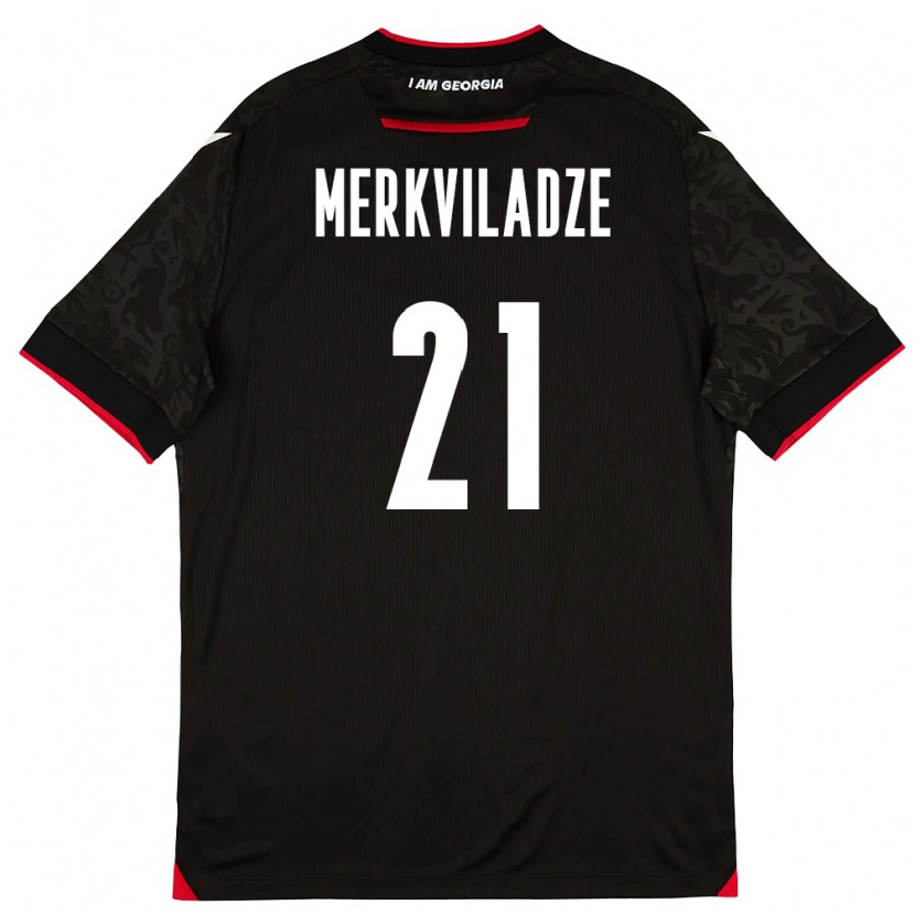 Danxen Kvinnor Georgia Dachi Merkviladze #21 Svart Vit Röd Bortatröja Matchtröjor 26-28 Tröjor T-Tröja