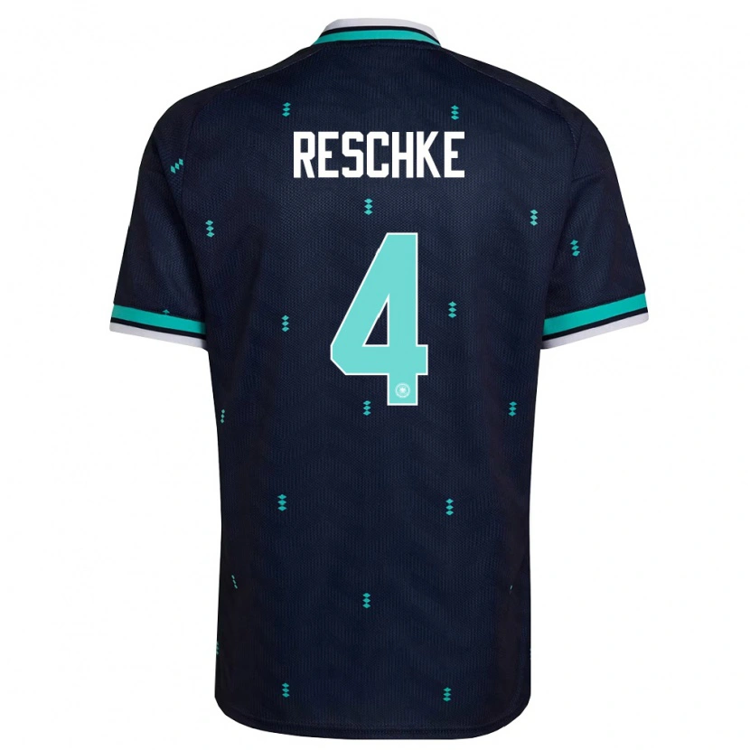 Danxen Kvinnor Tyskland Gianluca Reschke #4 Marin Himmelblå Vit Bortatröja Matchtröjor 26-28 Tröjor T-Tröja